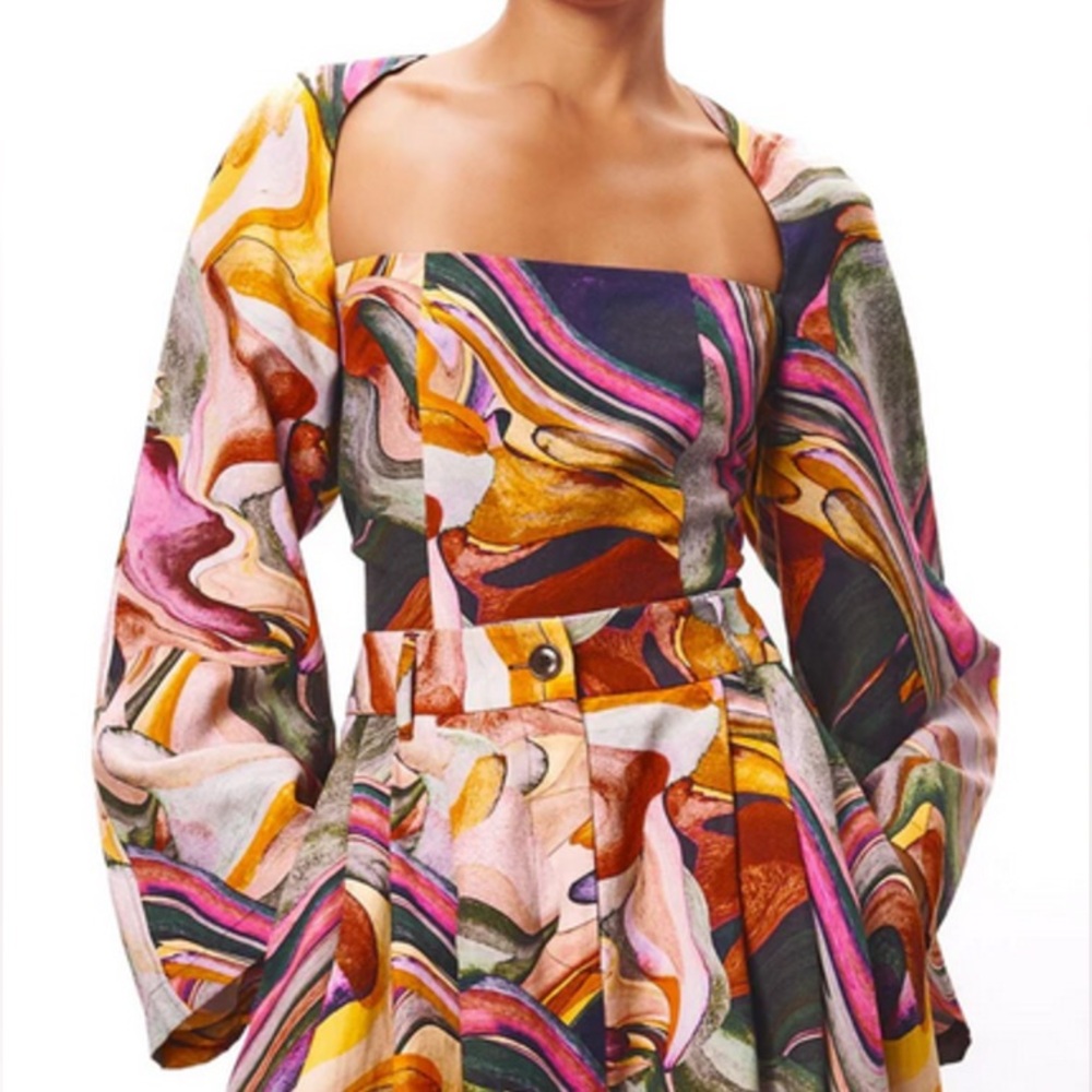 NWT Mara Hoffman Julia Blouse Gemma Print Size 00